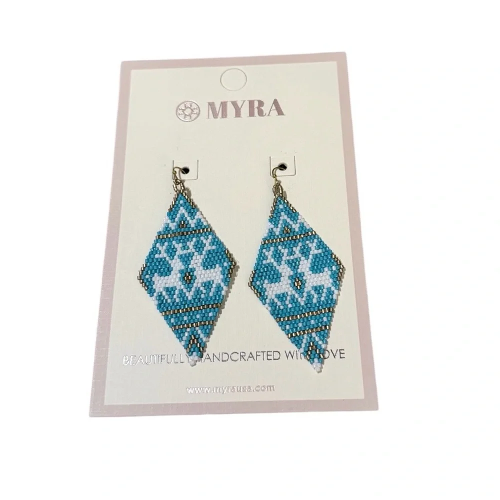 Myra Bag Turquoise and White‎ Geometric Earrings